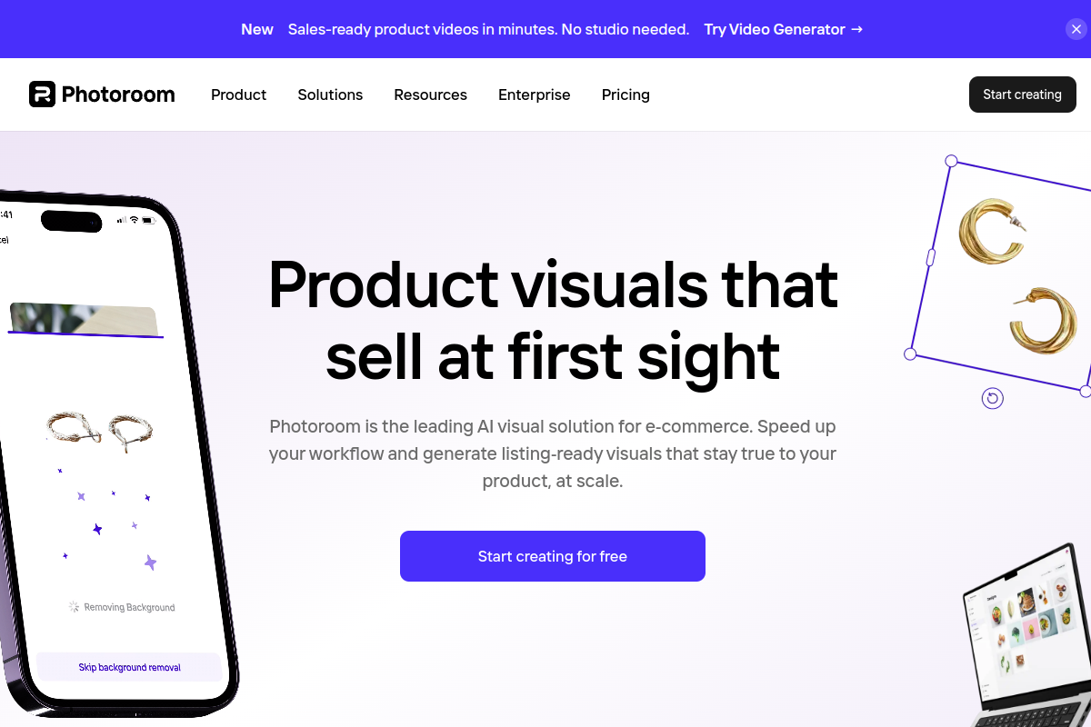PhotoRoom interface screenshot