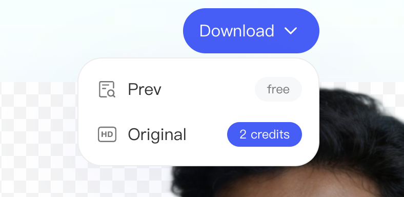 Download menu showing free preview vs. original-resolution download