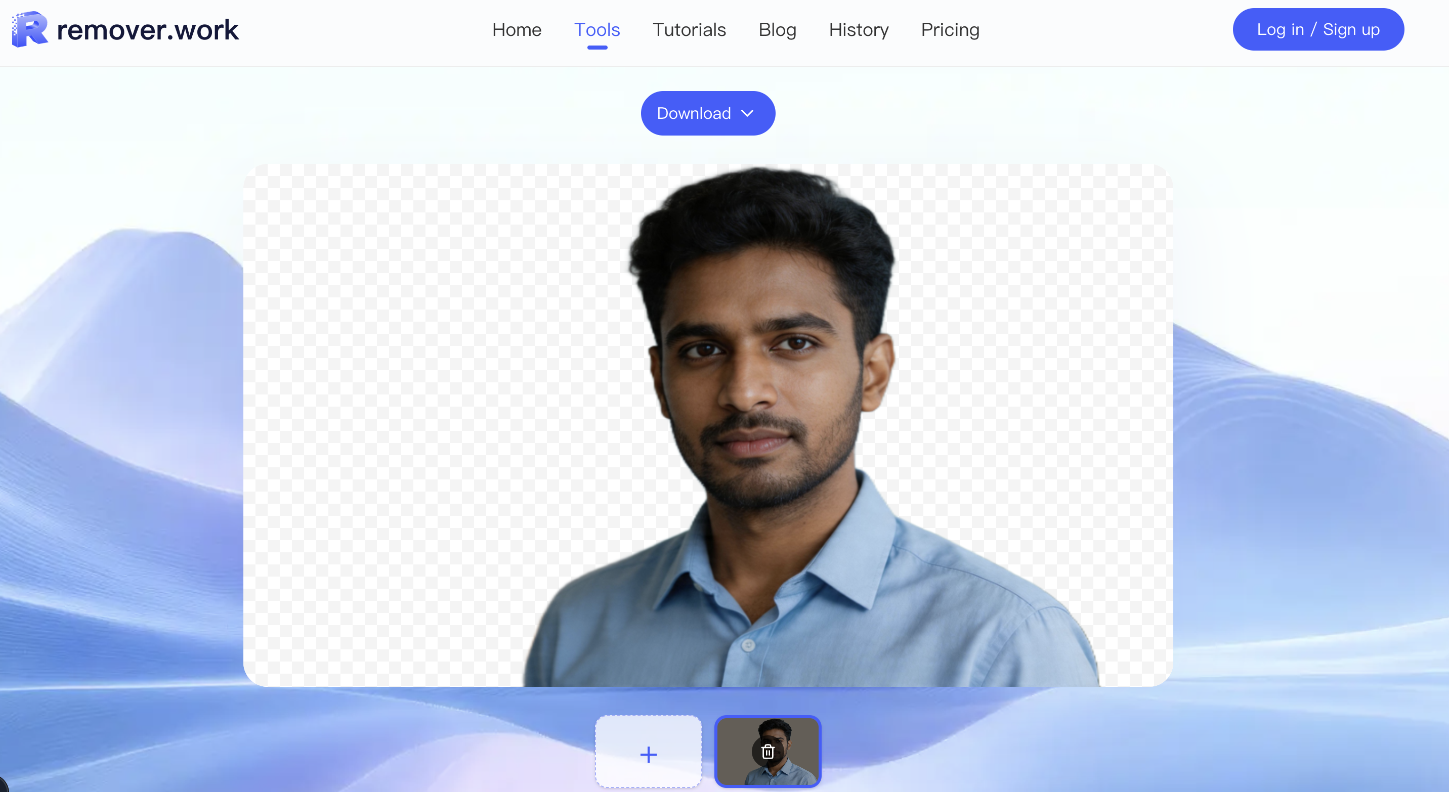 Portrait with a transparent background after removal
